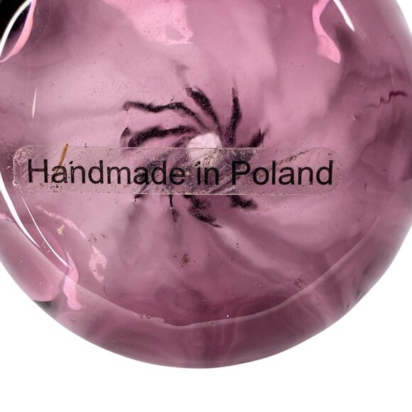 Vintage Hand Blown Purple Glass Swirl Vase Handmade in Poland Flower Bud 5.5"x2" - Picture 10 of 13